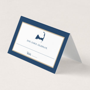 Marine Blue Cape Cod kaart Gold Heart Wedding Zitp