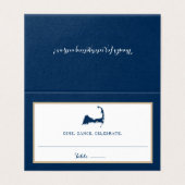 Marine Blue Cape Cod map Gold Heart Mariage Siège (Outside Unfolded)