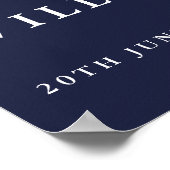 Marine Blue Chinoiserie Floral Mariage Affiche de  (Coin)