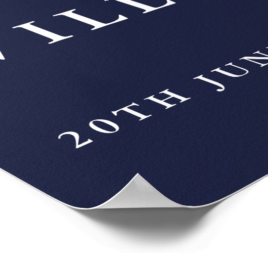 Marine Blue Chinoiserie Floral Mariage Affiche de  (Coin)