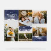 Marine Blue Clean Moderne & 5 Photos Bienvenue (Recto)