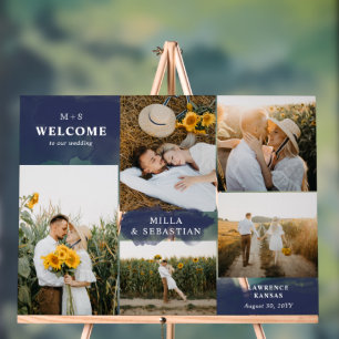 Marine Blue Clean Moderne & 5 Photos Bienvenue