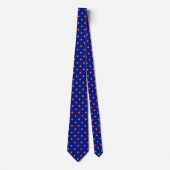 Marine Blue Coral Red Diamond Polka Dot Pattern Stropdas (Voorkant)