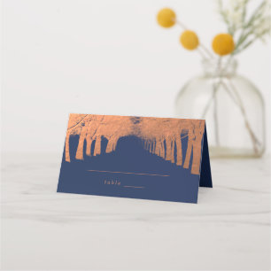 Marine Blue Cuivre Arbres Avenue Mariage Cartes de