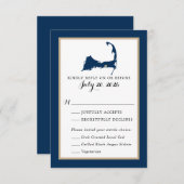Marine Blue Dennis Cape Cod Carte Mariage RSVP men (Devant / Derrière)