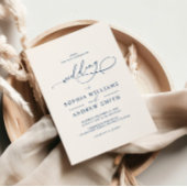 Marine Blue Elegant Faire-part de mariage de calli