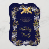 Marine Blue Elegant Snowflake Corporate Invitation (Devant / Derrière)