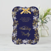 Marine Blue Elegant Snowflake Corporate Invitation (Debout devant)