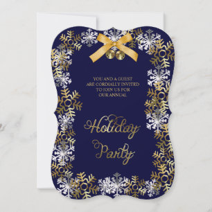 Marine Blue Elegant Snowflake Corporate Invitation