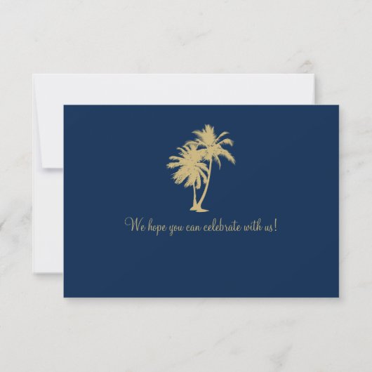 Marine Blue et Gold Bali Mariage RSVP (Dos)