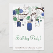 Marine Blue et Green Mason Jars Invitation Anniver (Dos)