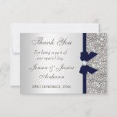 Marine Blue Faux Bow Sequins en argent Merci (Dos)