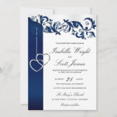 Marine Blue Floral Design Faire-part de mariage (Devant)
