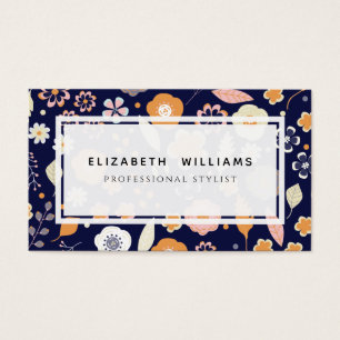 Marine Blue Florals Styliste Cartes de visite