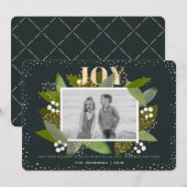 Marine Blue Foliage Noël Carte photo de Noël (Devant / Derrière)