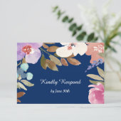 Marine Blue Garden Floral Wedding RSVP (Debout devant)