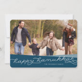 Marine Blue Geo Script | Hanukkah-foto Feestdagenkaart (Voorkant)