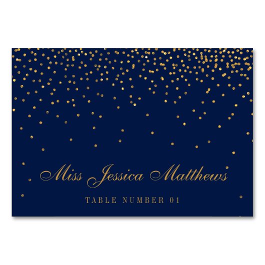 Marine Blue & Glam Gold Confetti Mariage Cartes de (Devant)