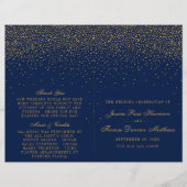 Marine Blue & Glam Gold Confetti Wedding Programme (Devant)