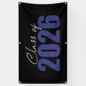 Marine Blue Glitter Klasse van 2026 Spandoek (Verticaal)
