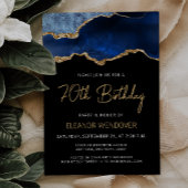 Marine Blue Gold Agate 70e anniversaire Invitation