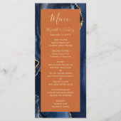 Marine Blue Gold Agate Burning Orange Mariage Menu (Devant)