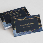 Marine Blue Gold Agate Carte de visite professionn