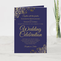 Marine Blue & Gold Faire-part de mariage & Program