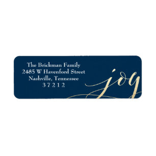 Marine Blue Gold Faux Foil Joie Étiquette de adres