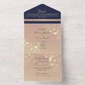 Marine Blue & Gold Floral Photo Wedding Invitation (À l'intérieur)