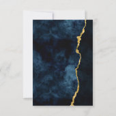 Marine Blue Gold Foil Agate Gilt Wedding RSVP Répo (Dos)