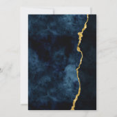 Marine Blue & Gold Foil Agate Mariage Invitations (Dos)
