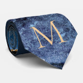Marine Blue Gold Marble Custom Lettre Nom Cravate (Roulé)