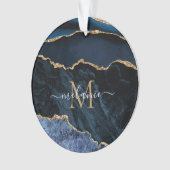 Marine Blue Gold Marble Custom Lettre Nom de l'orn (devant)