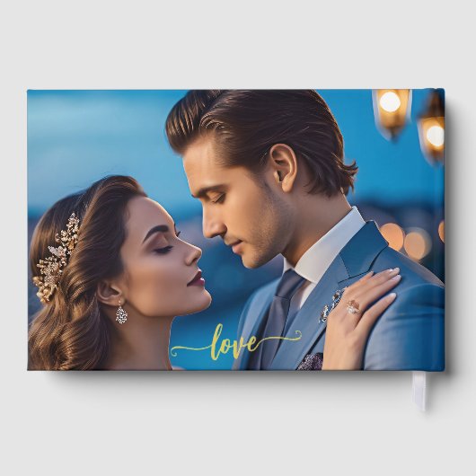 Marine Blue Gold Mariage Personnalisé Photo Real F (Verso)
