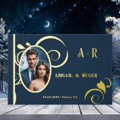 Marine Blue Gold Mariage Personnalisé Photo Real F
