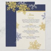 Marine Blue Gold Snowflakes Carte de menu de maria (Devant / Derrière)