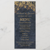 Marine Blue Gold String Lights Bokeh Menu Mariage (Devant)