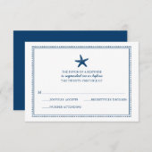 Marine Blue Graceful Starfish Mariage RSVP (Devant / Derrière)