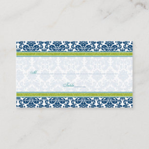 Marine Blue Green Turquoise Mariage damassé Cartes