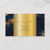 Marine Blue Grungy Gold Marble Vip Carte de visite (Dos)