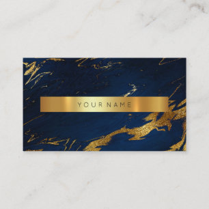 Marine Blue Grungy Gold Marble Vip Carte de visite