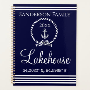 Marine Blue Lakehouse Nom de famille Carte Corinat
