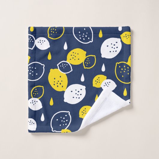 Marine Blue Lemon Art - Refresh Citrus Design (Gant de toilette)