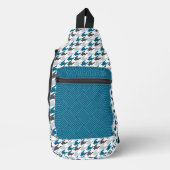 MARINE BLUE LIGHT & DARK GREY HERRINGBONE & WEAVE SLING BAG (Voorkant)