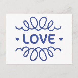 Marine Blue Love Hearts Blank Greeting Carte posta