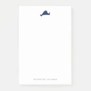 Marine Blue Marthas Vineyard Kaart Monogram Post-it® Notes