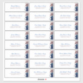 Marine Blue Mauve Fleurs Étiquette de adresse des  (Feuille)