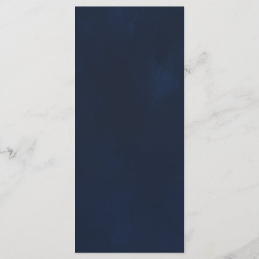 Marine Blue Minimal Moderne Élégant Mariage Menu (Dos)