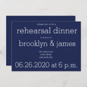 Marine Blue Modern Mariage Invitations (Devant / Derrière)